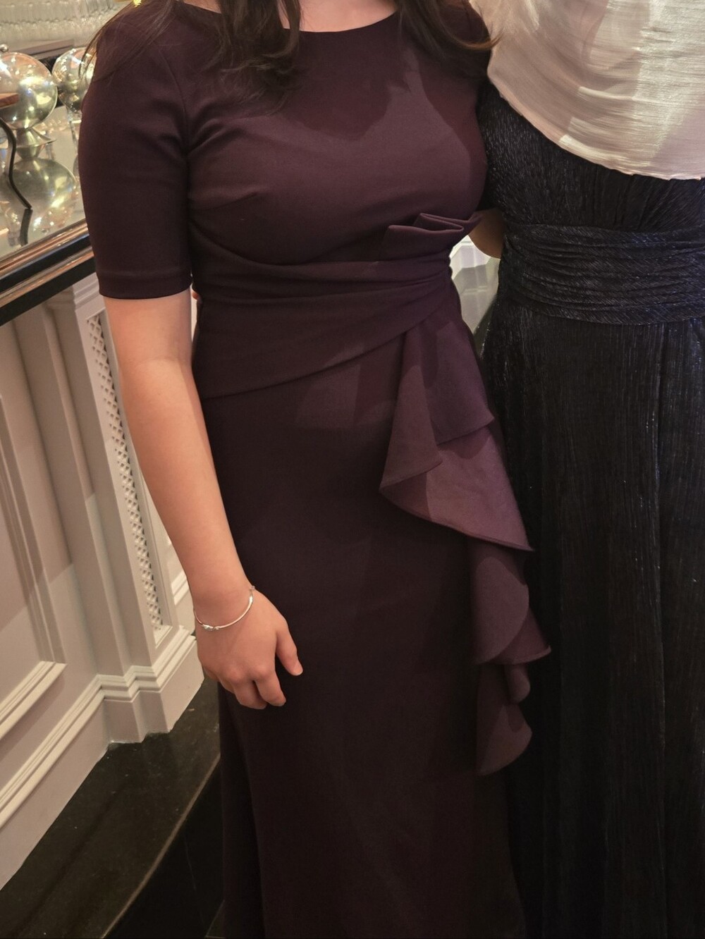 Betsy & Adam Purple Ruffle-Slit Evening Dress - Picture 3 of 5